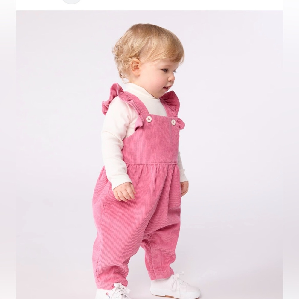 Petit Bateau Pink Corduroy Baby Overalls / Bubble Romper